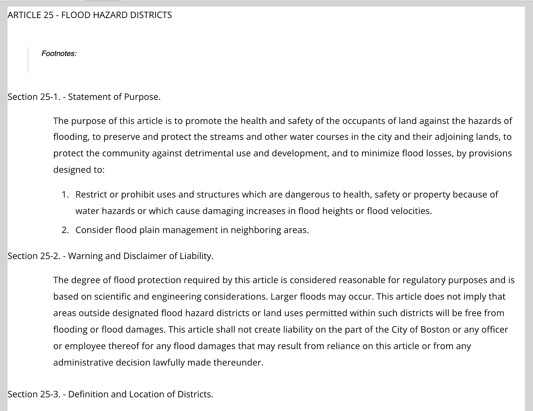 Flood Hazards Boston, MA Page 117 Article 25